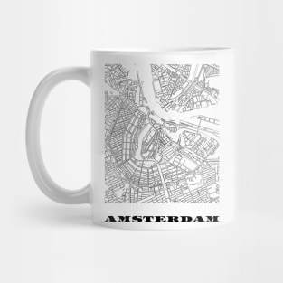 Map of Amsterdam Minimalist Line Drawing Mug